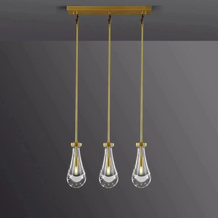 Soltaire Raindrop Linear Chandelier 3-Light 22"