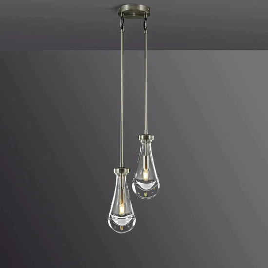 Soltaire Raindrop Round Chandelier 2-Light 5"