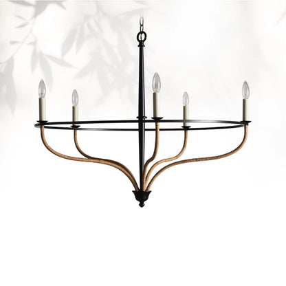 Roselind Rattan Chandelier in Black