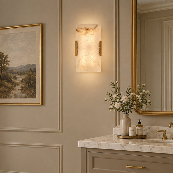Contemporary Brass Alabaster Wall Sconce