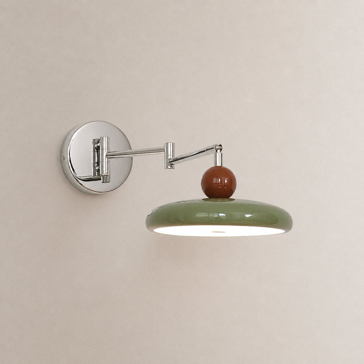 Lola Swing Arm Wall Lamp, 7.9-Inch x H 4.7-Inch, Green, Warm Light for Bedroom & Living Room