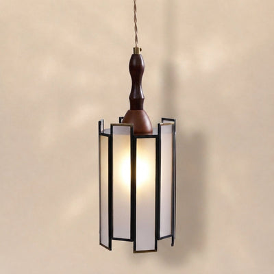 Artisan Glass and Wood Pendant Lamp for Dining Room & Living Room