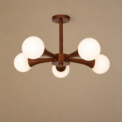 Tricolordeer Solid Wood & Opal Glass Chandelier
