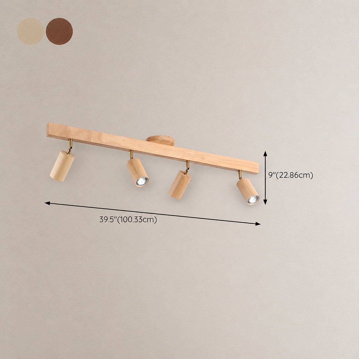 Natural Wood Beam Light Spotlight, L 5.1~47.2-Inch x H 8.7-Inch, Wood, Warm Light for Living Room & Bedroom