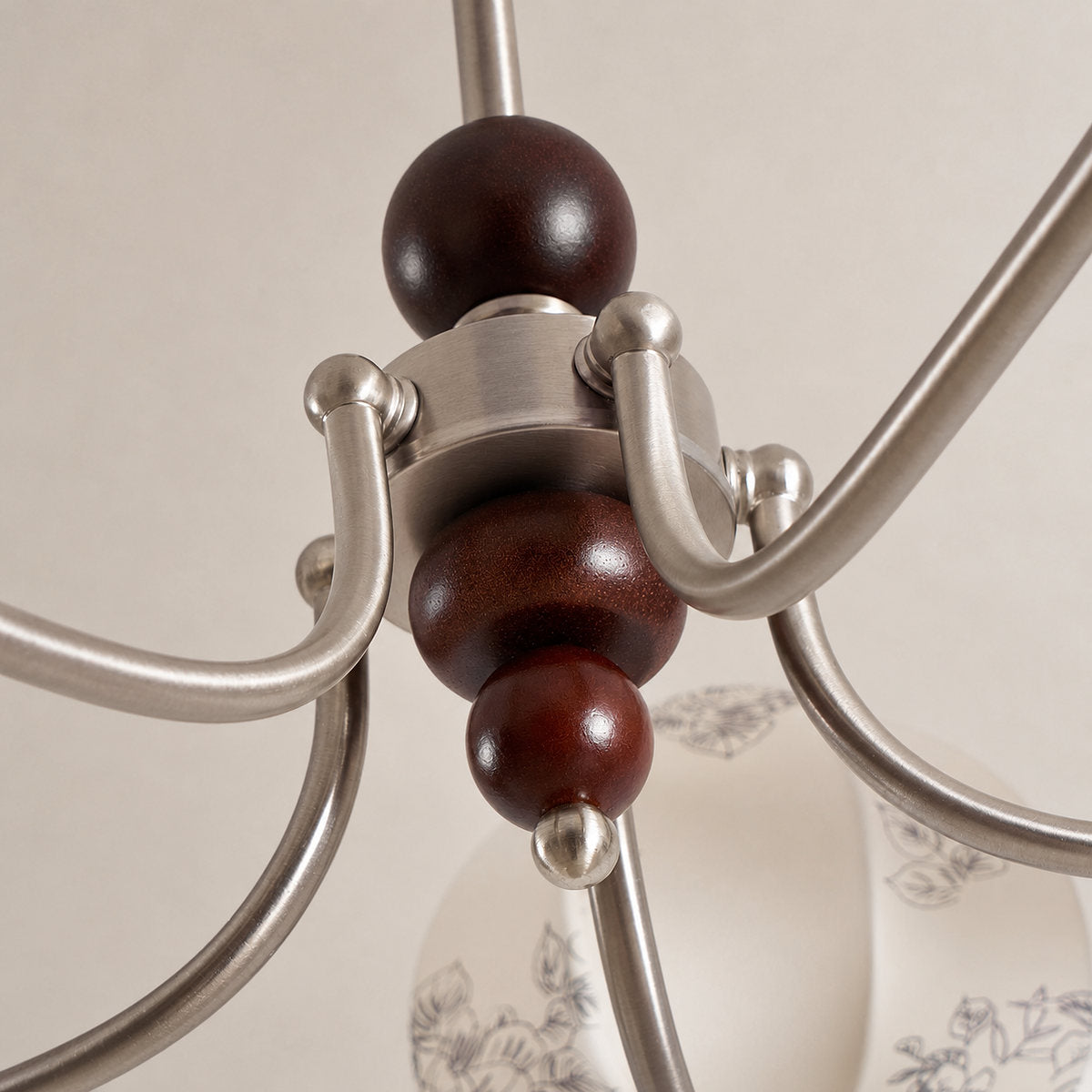 Tricolordeer Walnut & Fabric Shade Chandelier