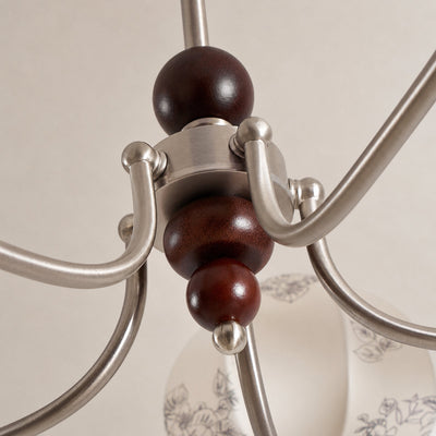 Tricolordeer Walnut & Fabric Shade Chandelier