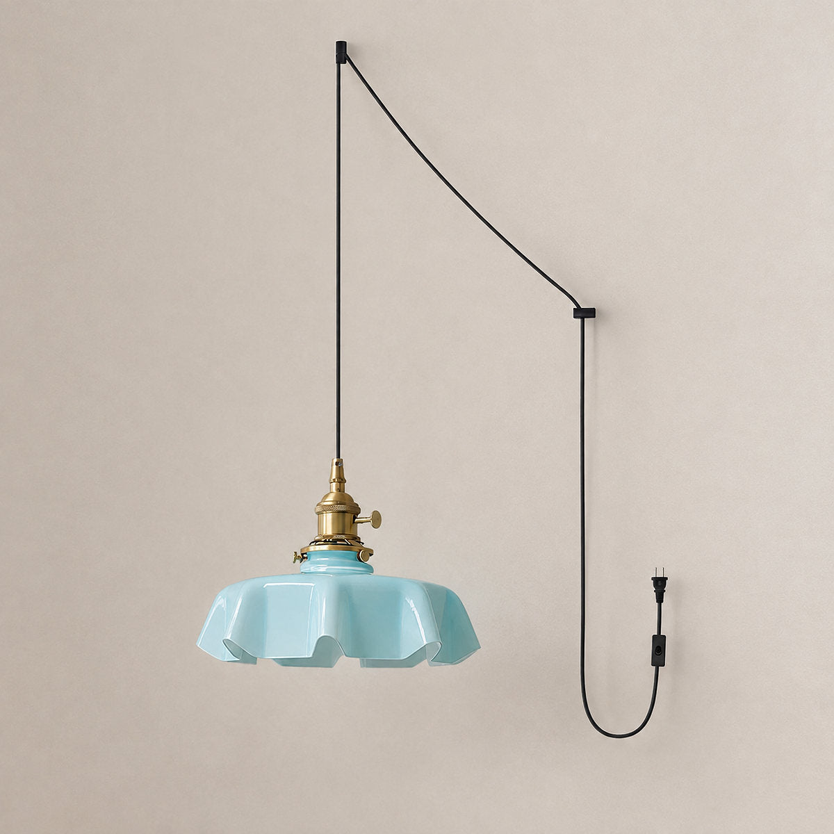 Pleated Glass Dome Swag Pendant Light
