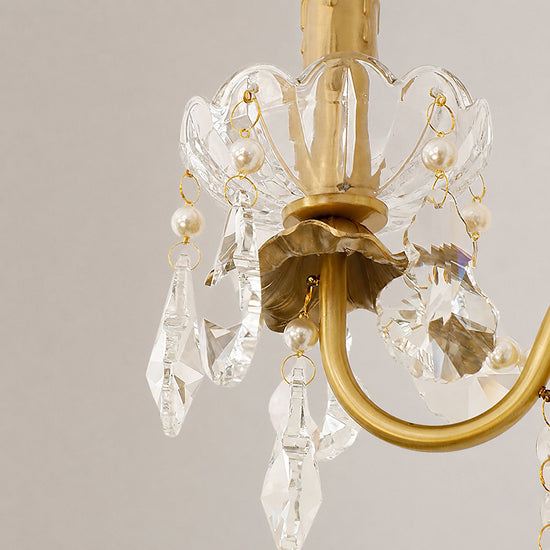 Crystal Pearl Chain Wall Lamp, 16.8-Inch x H 25.2-Inch, Gold & Clear for Living Room