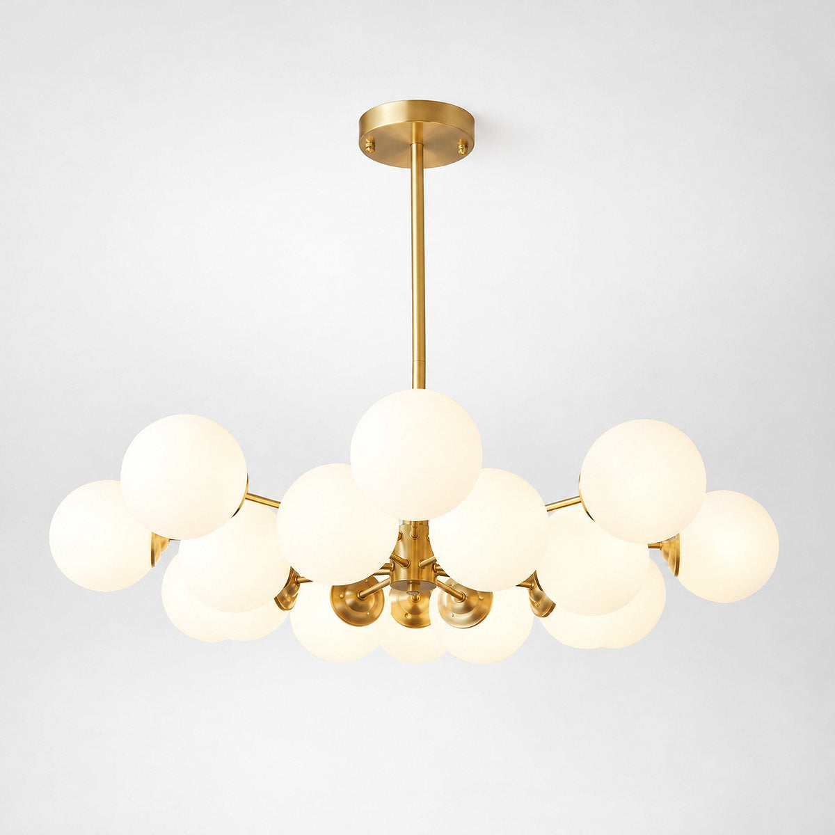 Frosted Glass Orb Brass Chandelier