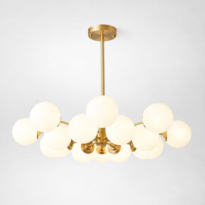 Frosted Glass Orb Brass Chandelier