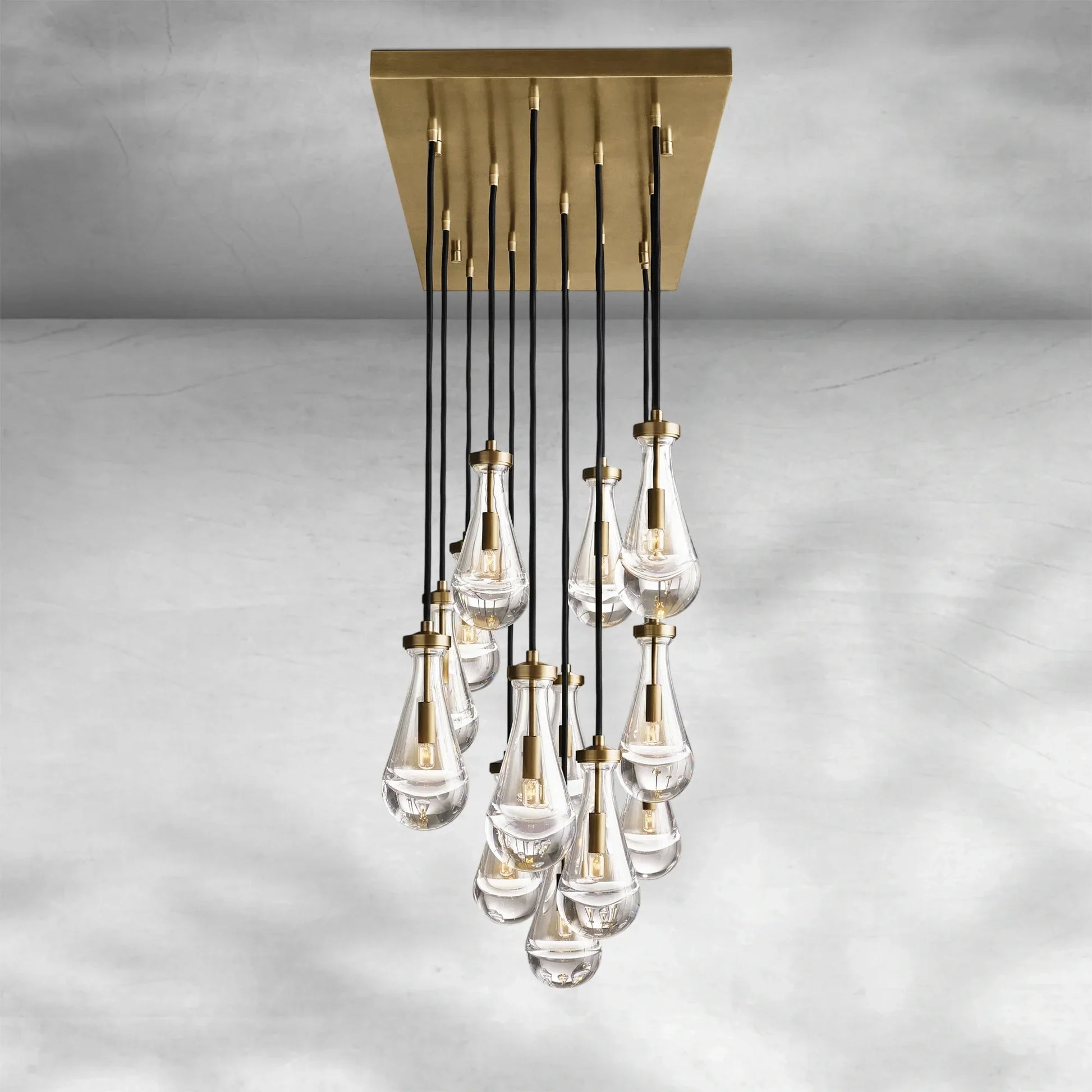 Soltaire Raindrop Glass Linear Chandelier 54"