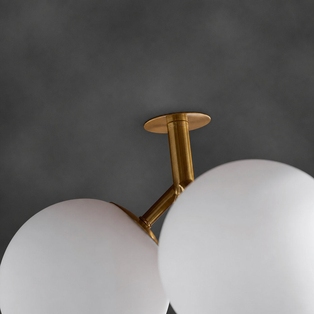 Round Walnut Fabric 3-Light Bloom Petals Chandelier