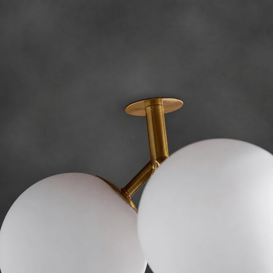 Round Walnut Fabric 3-Light Bloom Petals Chandelier