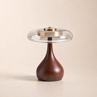 Tricolordeer Amber Glass Wood Table Lamp