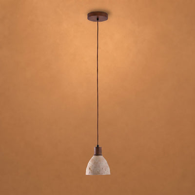 Nerio Pendant Light, 5.9-Inch x H 6.7-Inch, Dark walnut & Yellow Travertine for Dining Room & Living Room