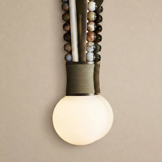 Ardora Wall Lamp, 5.5-Inch x H 24.4-Inch, Brass & Green for Living Room