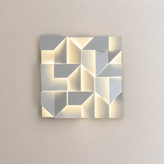 Shadows Grand Wall Lamp, L 11.8-Inch, White & Wired version, Wired & Warm Light for Living Room