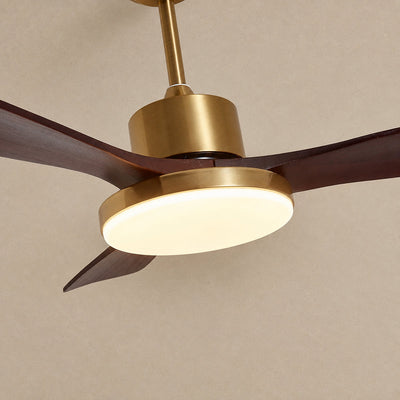 Aurevo Ceiling Fan Light, 36~52-Inch x H 15.7-Inch, Walnut Wood & Gold, Three-Color Light for Living Room