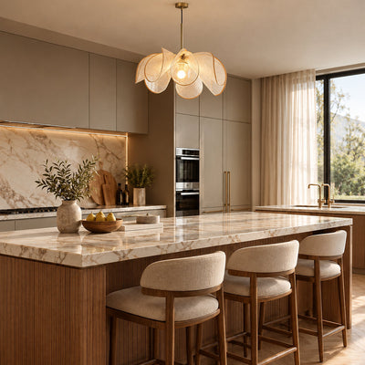 Woven Abaca Fiber Floral Pendant Lamp