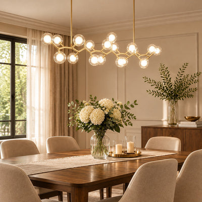Golden Branch Glass Globe Chandelier
