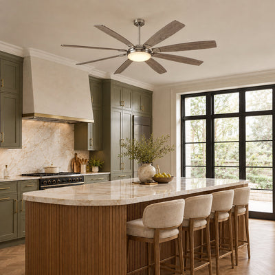 Eight-Blade LED Disc Ceiling Fan in Walnut