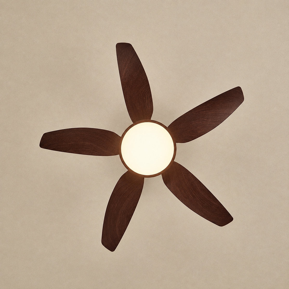 Sirocco Breeze Ceiling Fan Light, 42~48-Inch x H 13.8-Inch, Walnut Grain & Gold & White, Three-Color Light for Living Room