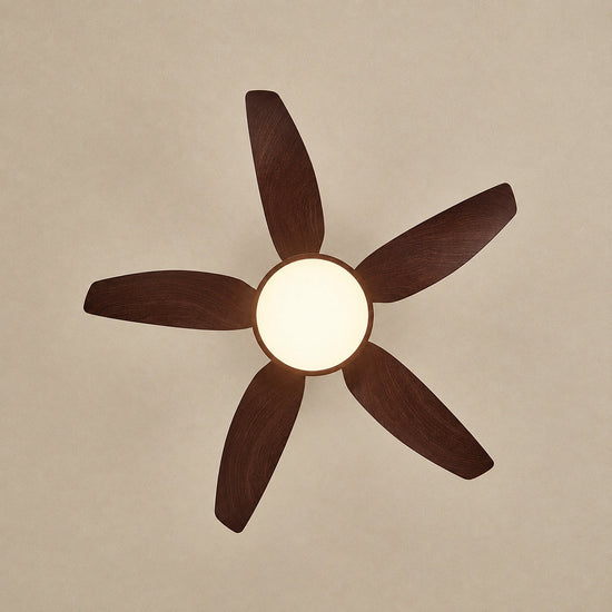 Sirocco Breeze Ceiling Fan Light, 42~48-Inch x H 13.8-Inch, Walnut Grain & Gold & White, Three-Color Light for Living Room