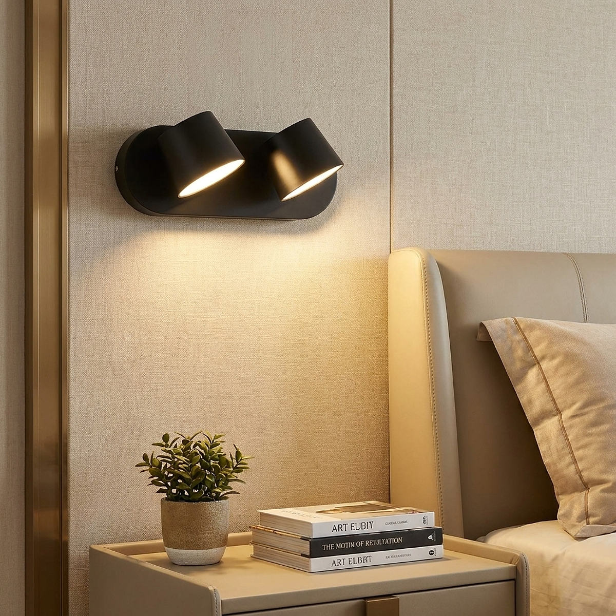 Angle Adjustable Plug-in Wall Lamp, 4.7~15-Inch x H 4.7~3.9-Inch, Black, Warm Light & US Plug for Bedroom & Living Room