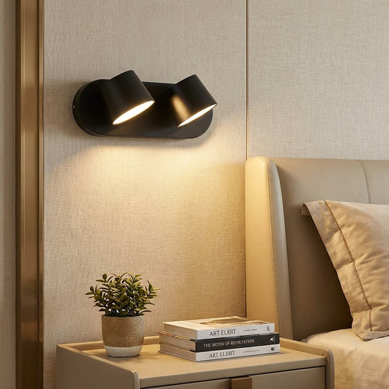 Angle Adjustable Plug-in Wall Lamp, 4.7~15-Inch x H 4.7~3.9-Inch, Black, Warm Light & US Plug for Bedroom & Living Room