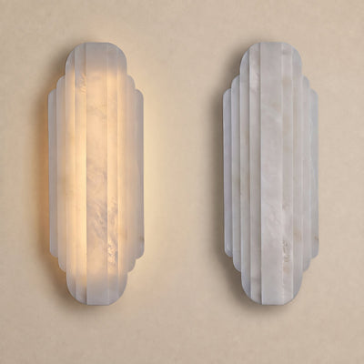 Estelle Alabaster Wall Lamp, 7.9-Inch x H 19.7-Inch, White, Warm Light for Living Room & Dining Room