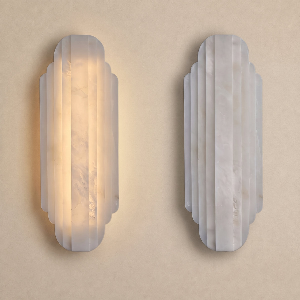 Estelle Alabaster Wall Lamp, 7.9-Inch x H 19.7-Inch, White, Warm Light for Living Room & Dining Room