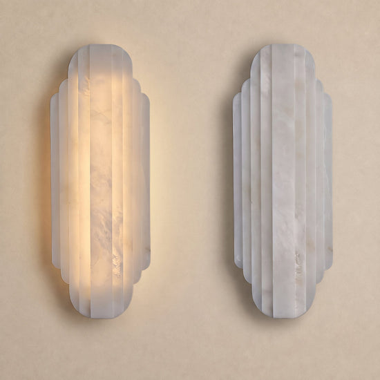 Estelle Alabaster Wall Lamp, 7.9-Inch x H 19.7-Inch, White, Warm Light for Living Room & Dining Room
