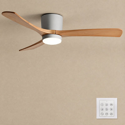 Nordic Wooden Ceiling Fan Light, 42-Inch x H 11-Inch, White & Natural Wood, Power: ~18W & Warm Light for Living Room