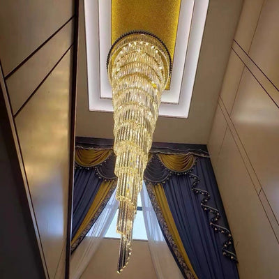 Classic Large Multi-layered Spiral Crystal Chandelier for Foyer/ Staircase