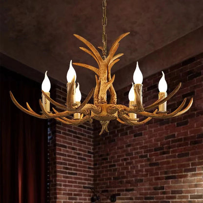 Affordable Vintage Rustic Resin Antler Candelabra Chandelier for Living Room / Restaurant / Cafe / Bar