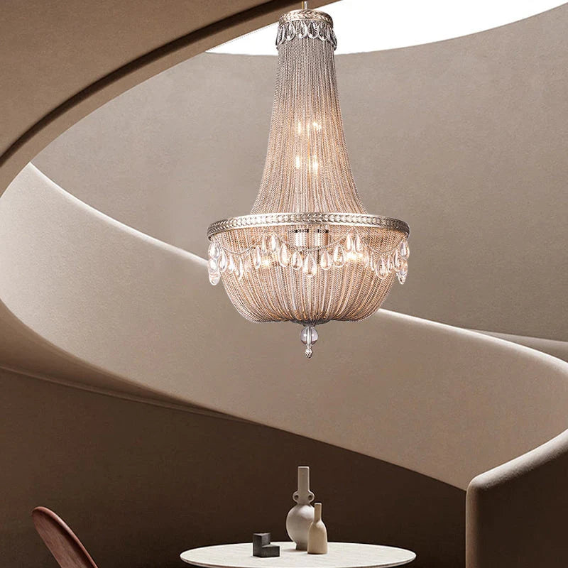 Oversize Modern Metal Art Luxury Crystal Chandelier for Duplex Hall/Staircase/Villa/Foyer