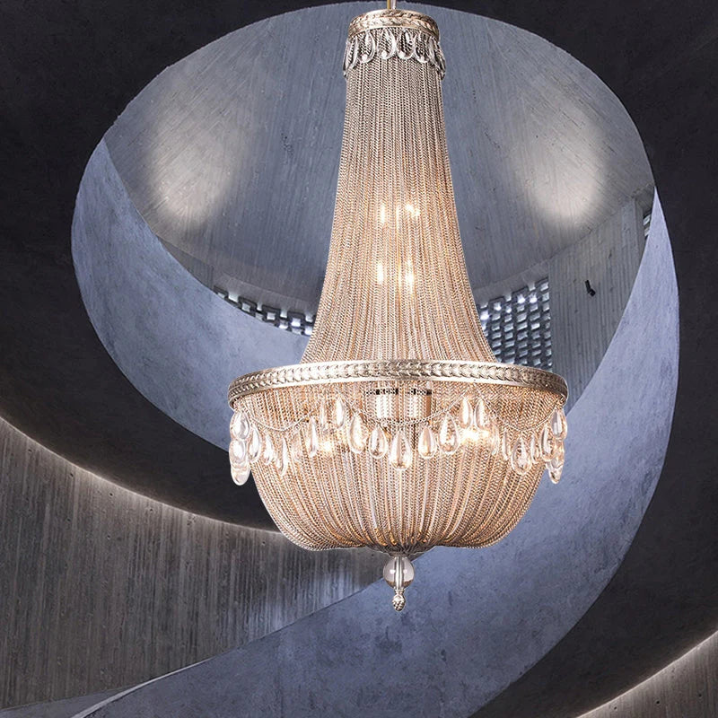 Oversize Modern Metal Art Luxury Crystal Chandelier for Duplex Hall/Staircase/Villa/Foyer