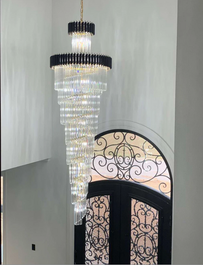 Classic Large Multi-layered Spiral Crystal Chandelier for Foyer/ Staircase