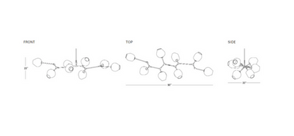 Modern Sputnik Smoky Gray/Amber Glass Branch Chandelier for Kitchen Island/Dining Room
