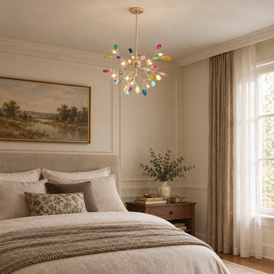 Rose Gold Chandelier with Natural Stone Slices