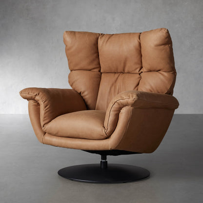 Deacon Leather Swivel Recliner & Ottoman