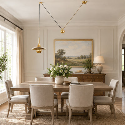 Adjustable Metal Counterweight Pendant Light for Dining Room & Living Room