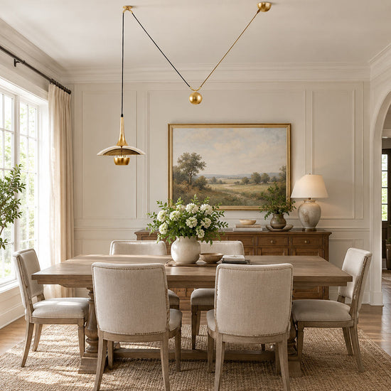 Adjustable Metal Counterweight Pendant Light for Dining Room & Living Room
