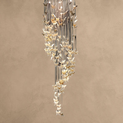Modern Spiral Staircase Chandelier Ceiling Light Fixture for High Ceiling Living room/ Entryway