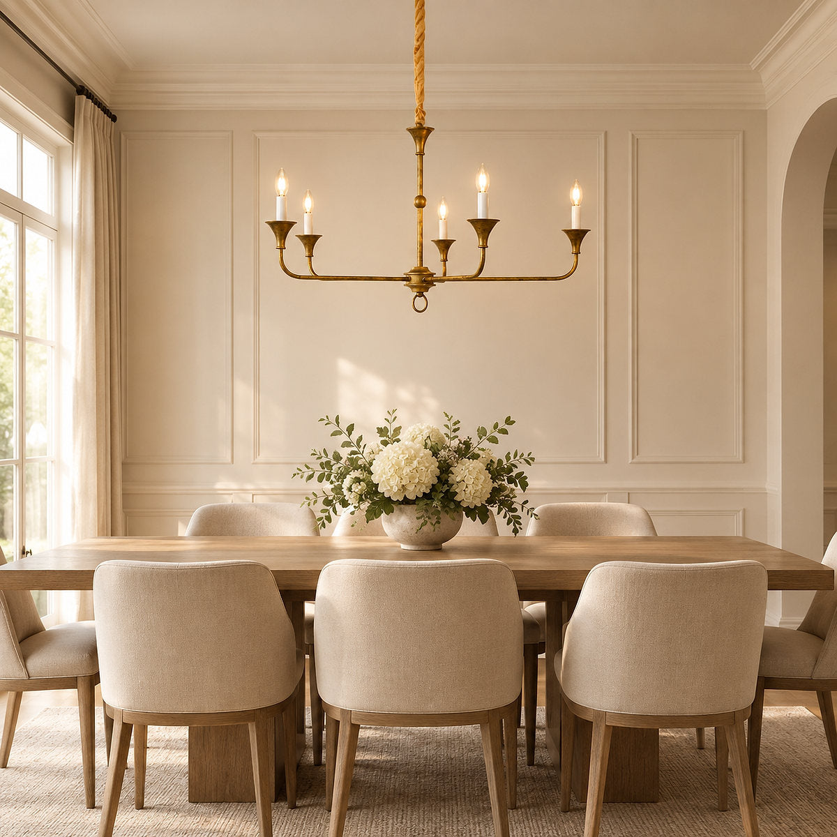 Tricolordeer Round Brass Minimalist Chandelier