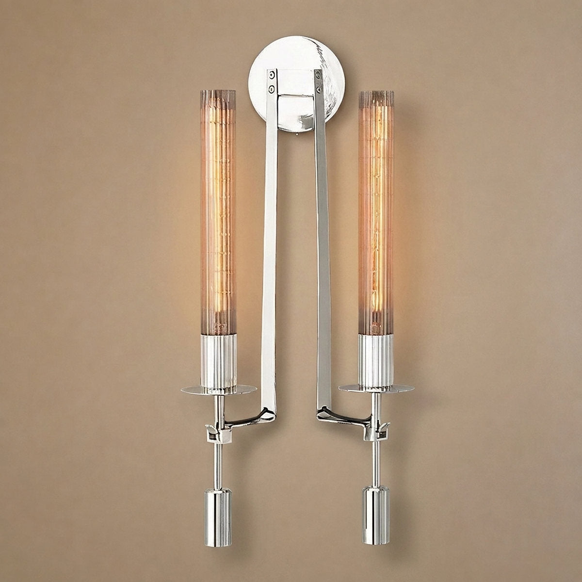 French Classicism Wall Lamp, 4.7~9-Inch x H 28-Inch, Brass & Clear glass for Living Room & Dining Room