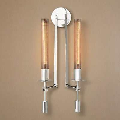 French Classicism Wall Lamp, 4.7~9-Inch x H 28-Inch, Brass & Clear glass for Living Room & Dining Room