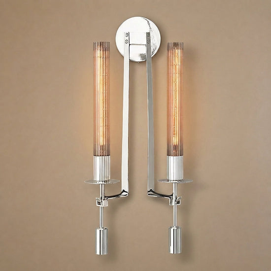French Classicism Wall Lamp, 4.7~9-Inch x H 28-Inch, Brass & Clear glass for Living Room & Dining Room