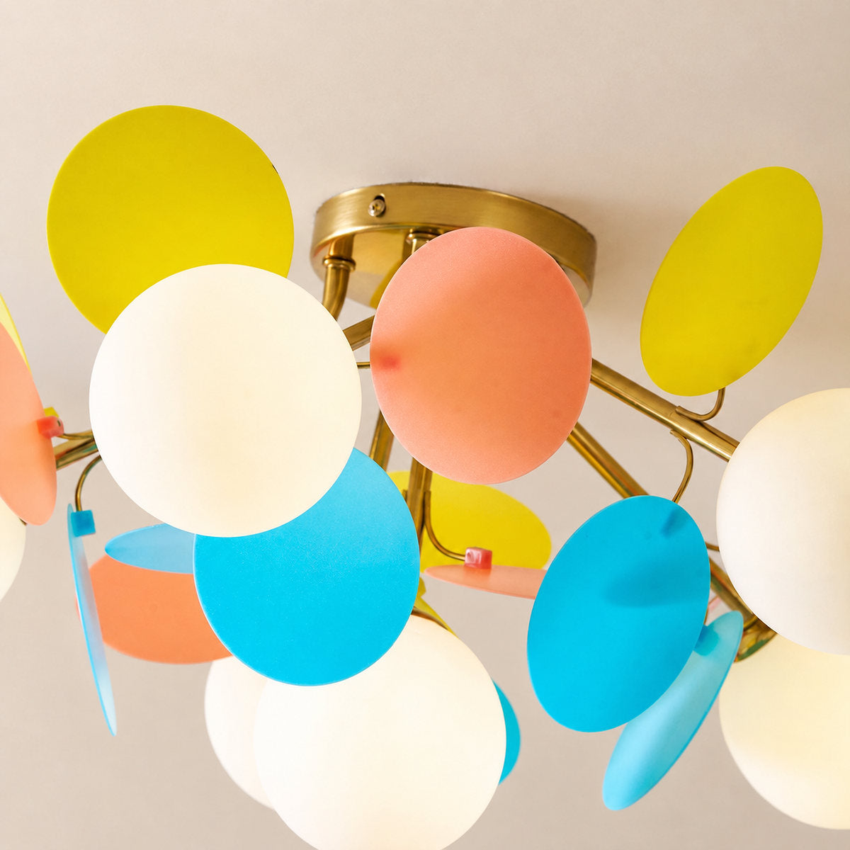 Round Macaron Ceiling Light, 20.5-Inch x H 12.5-Inch for Living Room