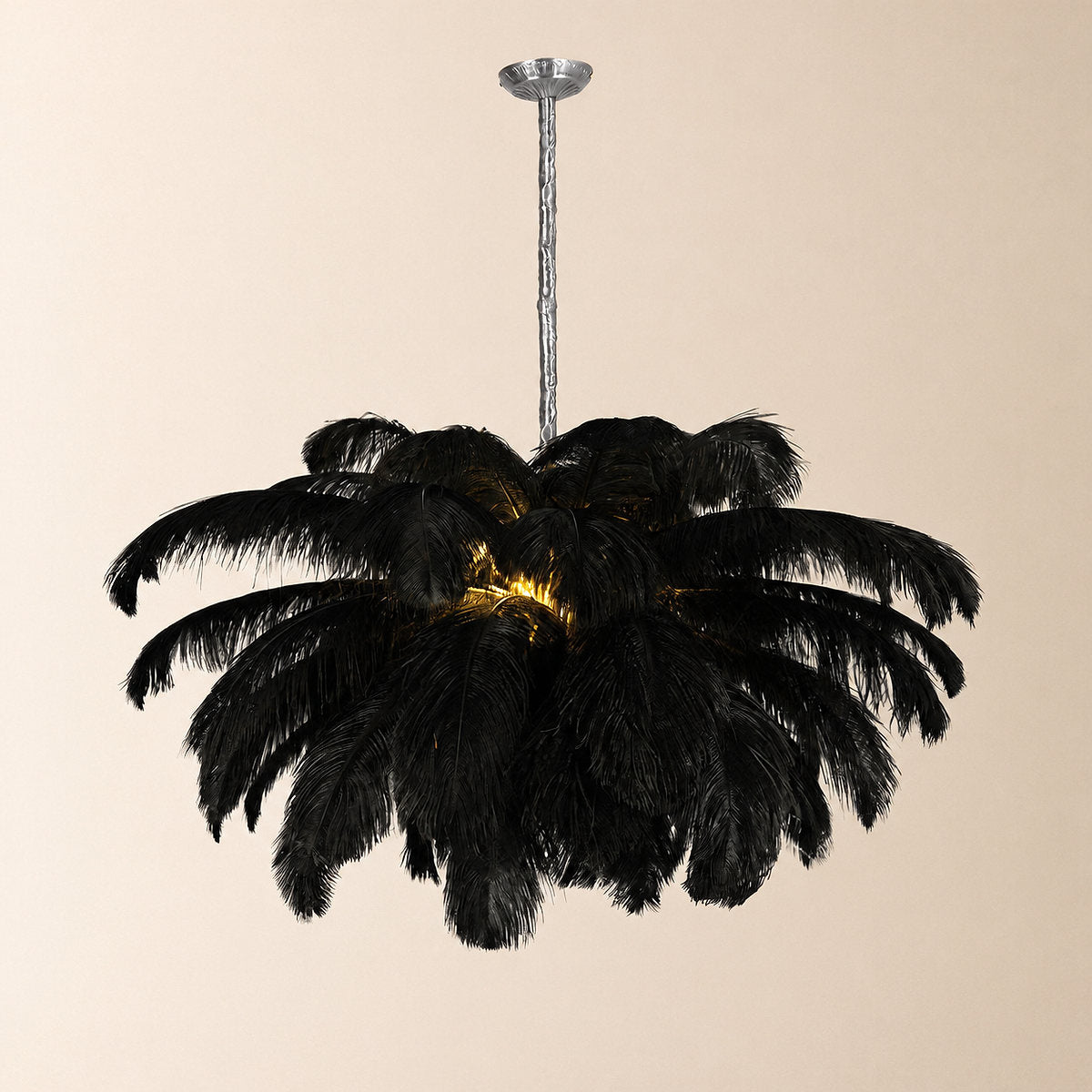 Tricolordeer Layered Plume Brass Chandelier